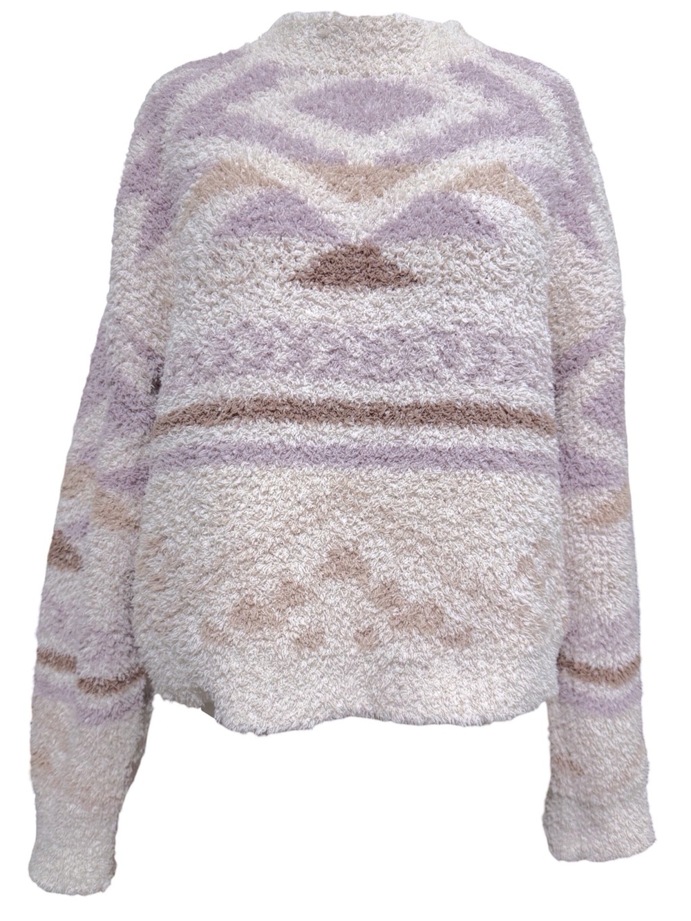 Altar'd State Cream Crop Fluffy Mock Neck Sweater Aztec Size Small Purple Cream